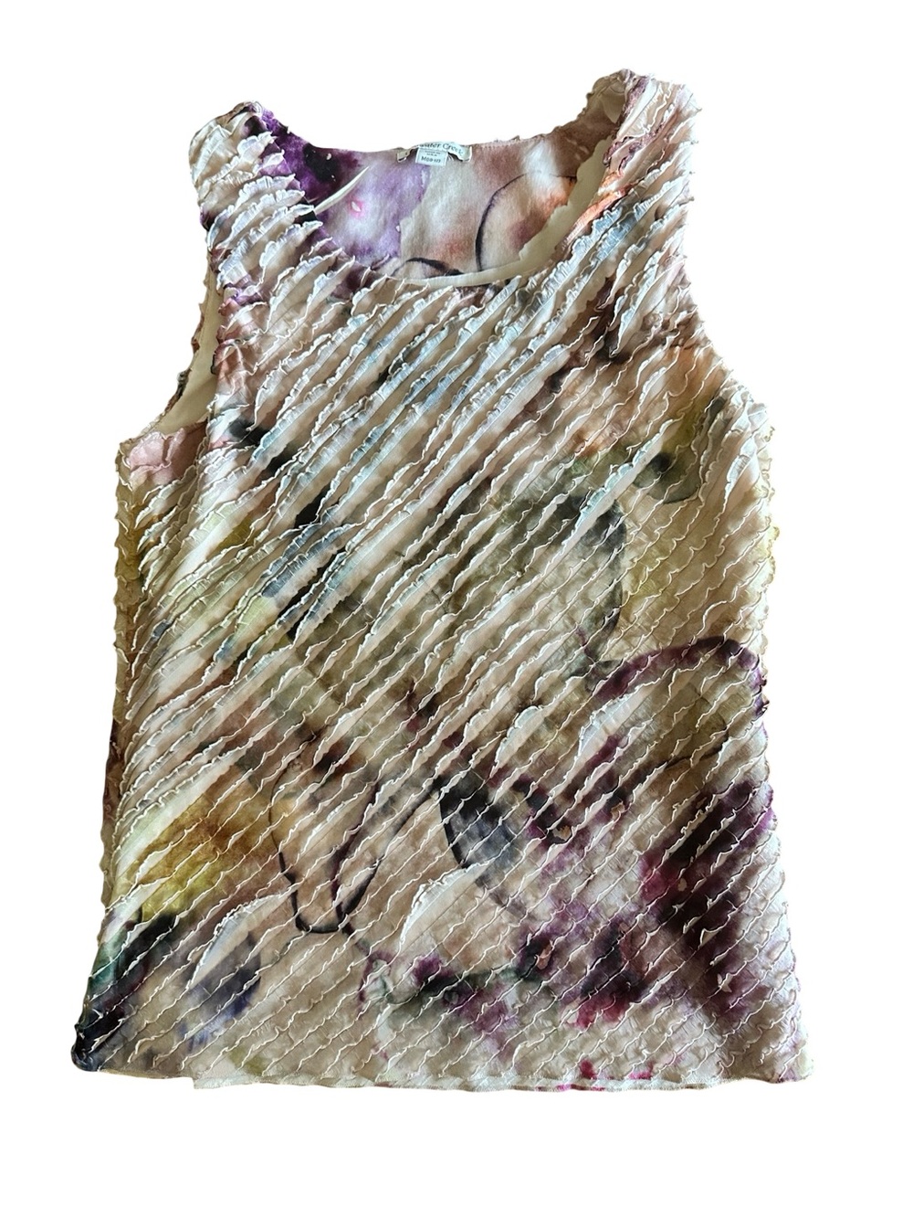 Coldwater Creek  Sleeveless Textured Floral Print Tank Top - Multi